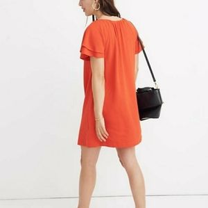 Madewell Texture & Thread Red Tiered Sleeve Dress